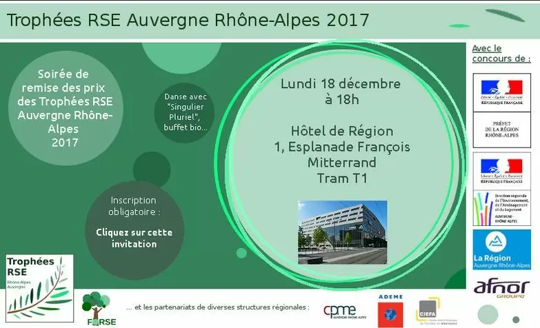 Soirée de remise des prix des Trophées RSE Auvergne Rhône-Alpes 2017