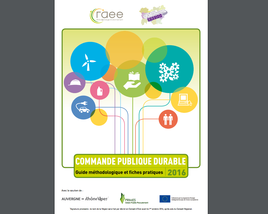 COMMANDE PUBLIQUE DURABLE - Guide méthodologique et fiches pratiques 2016